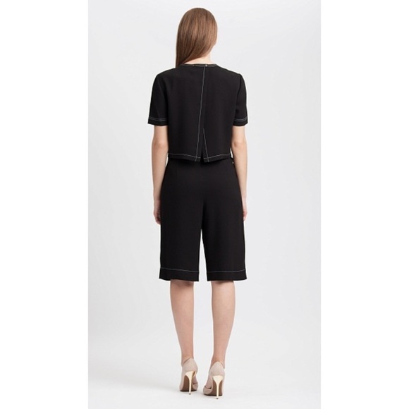 BCBGMaxAzria Richmond Black Short Sleeve Long Bermuda Short Romper Size Small - Picture 9 of 10